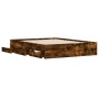 Cama con cajones madera de ingeniería roble ahumado 150x200 cm de , Camas y somieres - Ref: Foro24-3207270, Precio: 158,86 €,...