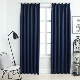 Cortinas opacas con ganchos 2 unidades azul 140x245 cm de vidaXL, Cortinas y visillos - Ref: Foro24-134456, Precio: 32,94 €, ...