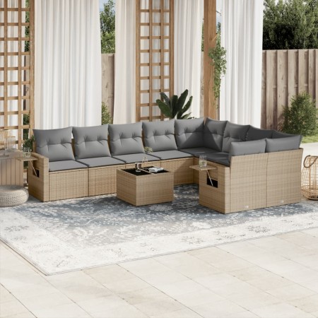 Juego de sofás jardín con cojines beige 10 pzas ratán sintético de , Conjuntos de jardín - Ref: Foro24-3220648, Precio: 590,0...