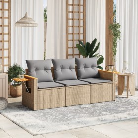 Juego de sofás de jardín con cojines beige 3 pzas ratán PE de , Conjuntos de jardín - Ref: Foro24-3226598, Precio: 209,68 €, ...