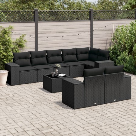 Set de sofás de jardín 8 piezas y cojines ratán sintético negro de , Conjuntos de jardín - Ref: Foro24-3222824, Precio: 668,4...