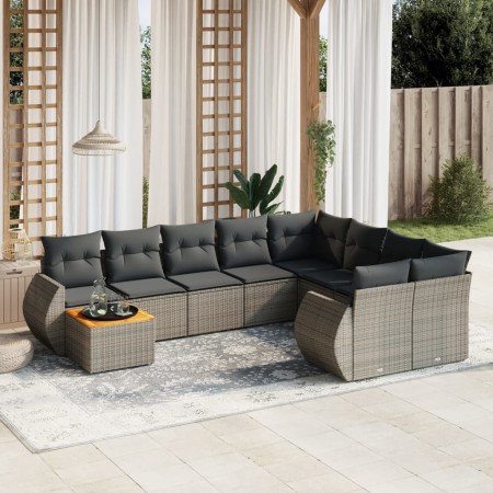 Set de sofás de jardín 10 pzas con cojines ratán sintético gris de , Conjuntos de jardín - Ref: Foro24-3225171, Precio: 600,8...
