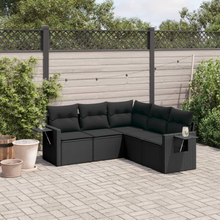 Set de muebles de jardín 5 pzas y cojines ratán sintético negro de , Conjuntos de jardín - Ref: Foro24-3252482, Precio: 370,8...