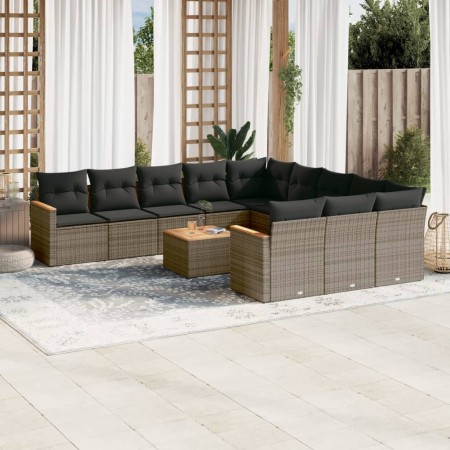 Set de sofás de jardín 12 pzas con cojines ratán sintético gris de , Conjuntos de jardín - Ref: Foro24-3258840, Precio: 741,4...
