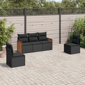 Set de muebles de jardín 5 pzas y cojines ratán sintético negro de , Conjuntos de jardín - Ref: Foro24-3227525, Precio: 303,3...