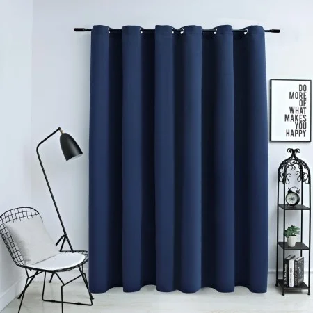 Cortina opaca con anillas de metal azul 290x245 cm de vidaXL, Cortinas y visillos - Ref: Foro24-134453, Precio: 40,81 €, Desc...