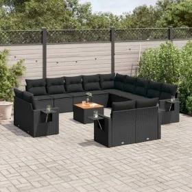 Set sofás de jardín 14 pzas con cojines ratán sintético negro by , Modular outdoor sofas - Ref: Foro24-3224837, Price: 1,00 €...