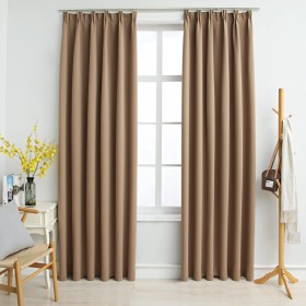 Cortinas opacas con ganchos 2 piezas gris topo 140x245 cm de vidaXL, Cortinas y visillos - Ref: Foro24-134440, Precio: 52,65 ...