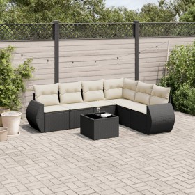 Set de comedor de jardín 7 pzas y cojines ratán sintético negro de , Conjuntos de jardín - Ref: Foro24-3221415, Precio: 406,6...