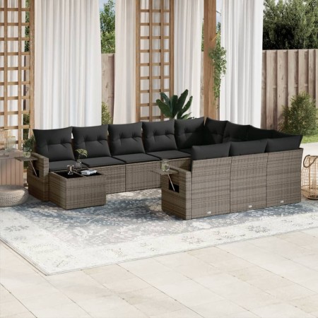 Set de sofás de jardín 11 pzas y cojines ratán sintético gris de , Conjuntos de jardín - Ref: Foro24-3220729, Precio: 648,51 ...