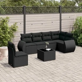 Set de comedor de jardín 7 pzas y cojines ratán sintético negro by , Garden sets - Ref: Foro24-3221434, Price: 492,13 €, Disc...