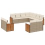 Set de sofás de jardín 11pzas con cojines ratán sintético beige de , Conjuntos de jardín - Ref: Foro24-3228179, Precio: 766,7...