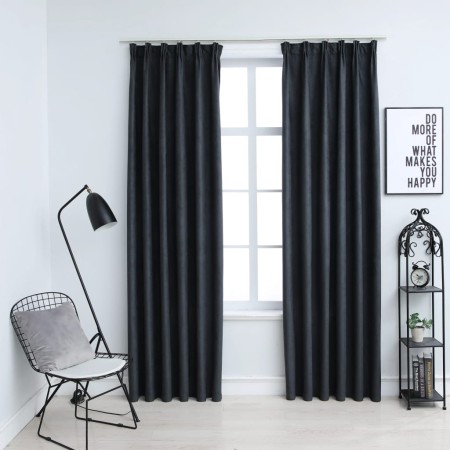 Cortinas opacas con ganchos 2 unidades gris antracita 140x175cm de vidaXL, Cortinas y visillos - Ref: Foro24-134461, Precio: ...