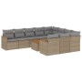 Set de sofás de jardín 11pzas con cojines ratán sintético beige de , Conjuntos de jardín - Ref: Foro24-3258748, Precio: 665,6...