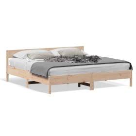 Estructura de cama con cabecero madera maciza de pino 200x200cm de , Camas y somieres - Ref: Foro24-3216209, Precio: 184,49 €...