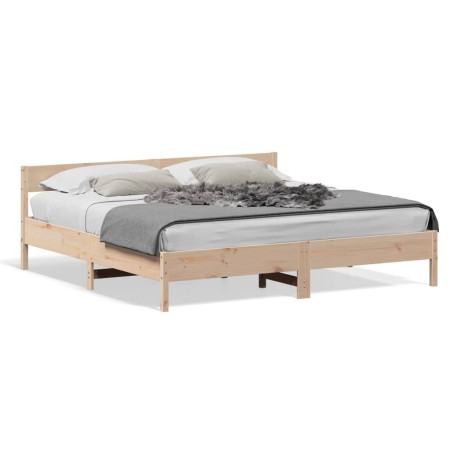 Estructura de cama con cabecero madera maciza de pino 200x200cm de , Camas y somieres - Ref: Foro24-3216209, Precio: 184,49 €...
