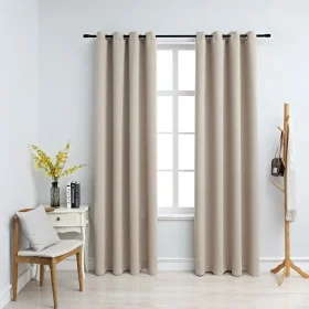 Cortinas opacas con anillas de metal 2 uds beige 140x225 cm de vidaXL, Cortinas y visillos - Ref: Foro24-134443, Precio: 43,4...