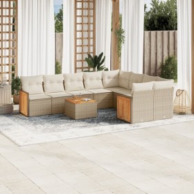 Juego de sofás jardín con cojines beige 10 pzas ratán sintético de , Conjuntos de jardín - Ref: Foro24-3227990, Precio: 611,6...