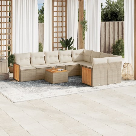 Juego de sofás jardín con cojines beige 10 pzas ratán sintético de , Conjuntos de jardín - Ref: Foro24-3227990, Precio: 611,6...