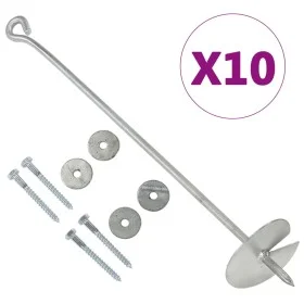 Ground anchors 10 pcs galvanized metal 10x60 cm by vidaXL, Spikes for anchoring in the ground - Ref: Foro24-145503, Price: 54...