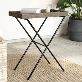 Mesa con bandeja plegable ratán sintético gris 65x40x75 cm de , Mesas de jardín - Ref: Foro24-365129, Precio: 42,17 €, Descue...
