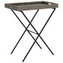 Mesa con bandeja plegable ratán sintético gris 65x40x75 cm de , Mesas de jardín - Ref: Foro24-365129, Precio: 47,15 €, Descue...