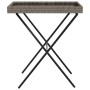 Mesa con bandeja plegable ratán sintético gris 65x40x75 cm de , Mesas de jardín - Ref: Foro24-365129, Precio: 42,17 €, Descue...