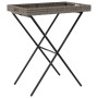 Mesa con bandeja plegable ratán sintético gris 65x40x75 cm de , Mesas de jardín - Ref: Foro24-365129, Precio: 42,17 €, Descue...