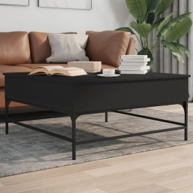 Mesa de centro madera de ingeniería y metal negro 95x95x45 cm en Mesas de centro | Comprar online en Foru.es
