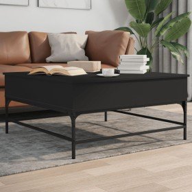 Mesa de centro madera de ingeniería y metal negro 95x95x45 cm en Mesas de centro | Comprar online en Foru.es