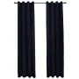 Cortinas opacas con anillas 2 pzas terciopelo negro 140x175 cm de vidaXL, Cortinas y visillos - Ref: Foro24-134488, Precio: 4...