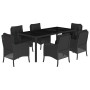 Set de comedor de jardín 7 pzas y cojines ratán sintético negro de , Conjuntos de jardín - Ref: Foro24-3211852, Precio: 784,1...
