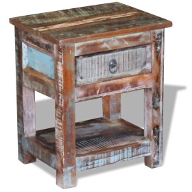 Mesa auxiliar con 1 cajón madera maciza reciclada 43x33x51 cm en Mesas auxiliares | Comprar online en Foru.es