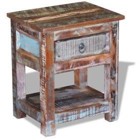 Mesa auxiliar con 1 cajón madera maciza reciclada 43x33x51 cm en Mesas auxiliares | Comprar online en Foru.es