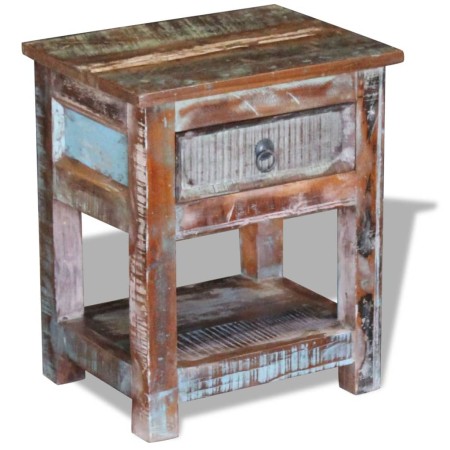 Mesa auxiliar con 1 cajón madera maciza reciclada 43x33x51 cm en Mesas auxiliares | Comprar online en Foru.es