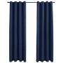 Cortinas opacas con anillas de metal 2 uds azul 140x175 cm de vidaXL, Cortinas y visillos - Ref: Foro24-134450, Precio: 36,77...