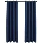 Cortinas opacas con anillas de metal 2 uds azul 140x175 cm de vidaXL, Cortinas y visillos - Ref: Foro24-134450, Precio: 35,96...
