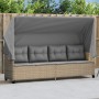 Tumbona con capota y cojines ratán sintético beige de , Tumbonas - Ref: Foro24-368338, Precio: 242,36 €, Descuento: %