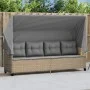 Sun lounger with hood and beige synthetic rattan cushions by , Loungers - Ref: Foro24-368338, Price: 254,96 €, Discount: %
