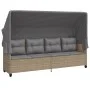 Tumbona con capota y cojines ratán sintético beige de , Tumbonas - Ref: Foro24-368338, Precio: 254,96 €, Descuento: %