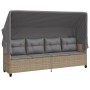 Tumbona con capota y cojines ratán sintético beige de , Tumbonas - Ref: Foro24-368338, Precio: 242,36 €, Descuento: %