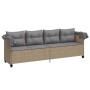 Tumbona con capota y cojines ratán sintético beige de , Tumbonas - Ref: Foro24-368338, Precio: 242,36 €, Descuento: %