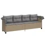 Sun lounger with hood and beige synthetic rattan cushions by , Loungers - Ref: Foro24-368338, Price: 254,96 €, Discount: %