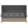 Tumbona con capota y cojines ratán sintético beige de , Tumbonas - Ref: Foro24-368338, Precio: 242,36 €, Descuento: %