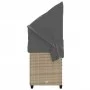 Tumbona con capota y cojines ratán sintético beige de , Tumbonas - Ref: Foro24-368338, Precio: 254,96 €, Descuento: %