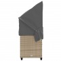 Tumbona con capota y cojines ratán sintético beige de , Tumbonas - Ref: Foro24-368338, Precio: 242,36 €, Descuento: %