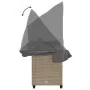 Tumbona con capota y cojines ratán sintético beige de , Tumbonas - Ref: Foro24-368338, Precio: 254,96 €, Descuento: %