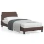 Estructura de cama con cabecero cuero sintético marrón 90x200cm de , Camas y somieres - Ref: Foro24-373120, Precio: 134,76 €,...