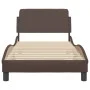 Estructura de cama con cabecero cuero sintético marrón 90x200cm de , Camas y somieres - Ref: Foro24-373120, Precio: 134,76 €,...
