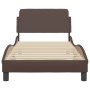 Estructura de cama con cabecero cuero sintético marrón 90x200cm de , Camas y somieres - Ref: Foro24-373120, Precio: 111,72 €,...